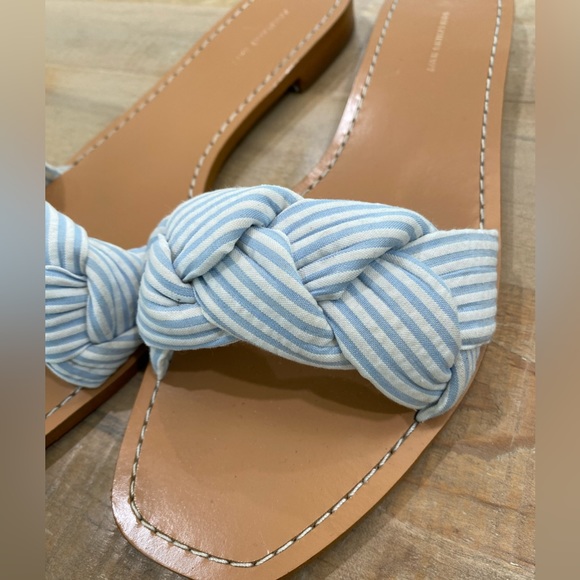 Something Navy Cici Bow nautical blue white striped slide on sandals flats shoes - Picture 6 of 13
